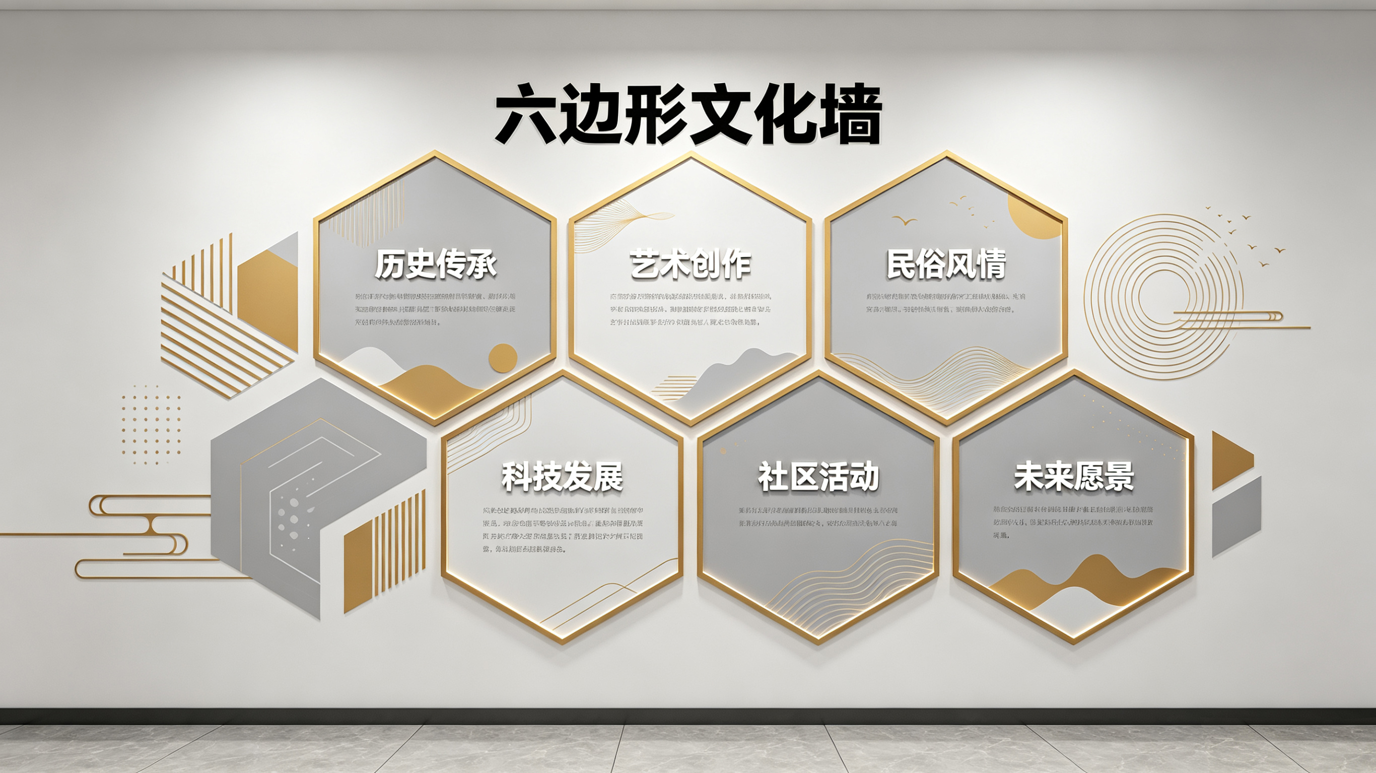  崇州企业文化墙 | 六边形信息美学